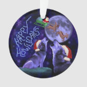 Grappig kerstfeest Wolf Pun Happy Howlidays Humor Ornament (voorkant)