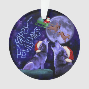 Grappig kerstfeest Wolf Pun Happy Howlidays Humor Ornament