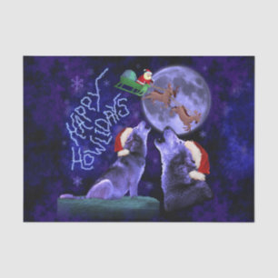 Grappig kerstfeest Wolf Pun Happy Howlidays Humor Tissuepapier