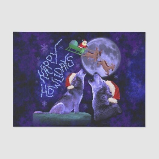 Grappig kerstfeest Wolf Pun Happy Howlidays Humor Tissuepapier (Voorkant)