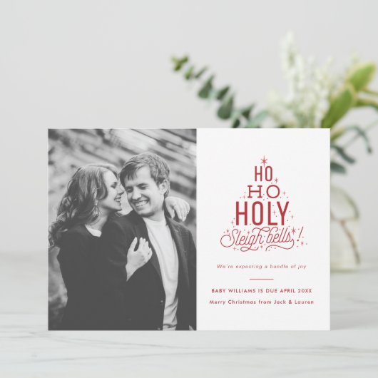 Grappig kerstfeest Zwangerschap Aankondiging Ho Ho (Staand voorkant)