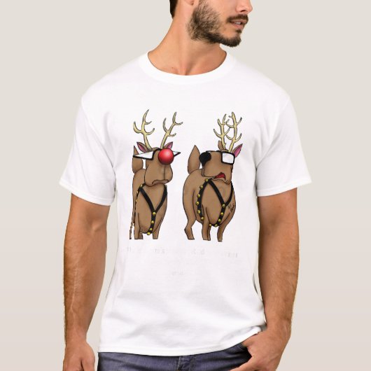 Grappig kerstfeestdag rendiertje Cartoon T-shirt (Voorkant)