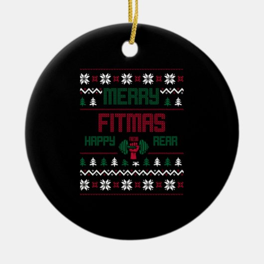 Grappig kerstfitnessproduct - perfect cadeau keramisch ornament (Voorkant)