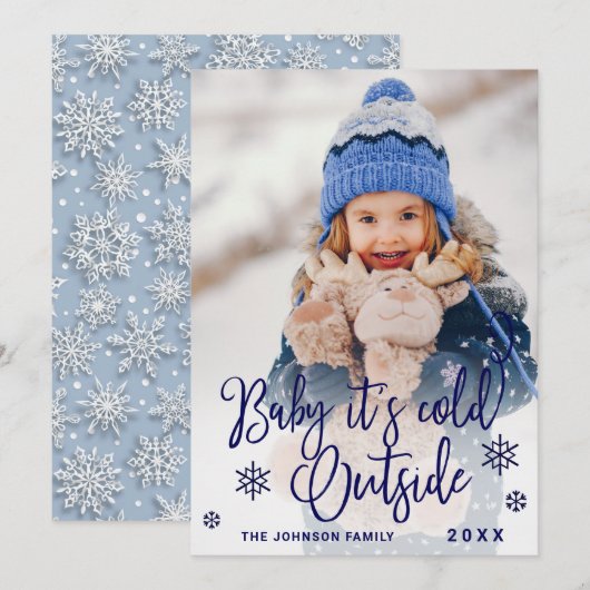 Grappig kerstfoto-Baby. Het is buiten Covid Feestdagenkaart (Voorkant / Achterkant)