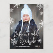 Grappig kerstfoto-Baby Het is koud buiten Briefkaart (Voorkant)