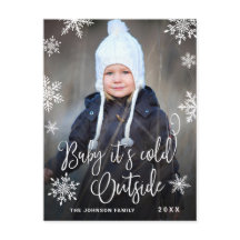 Grappig kerstfoto-Baby Het is koud buiten