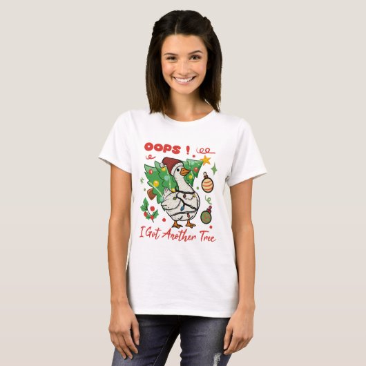 Grappig Kerstgans T-Shirt – Oops (Voorkant volledig)