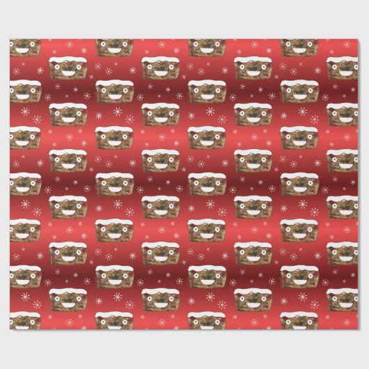 Grappig kerstgebak Pattern Red Cadeaupapier (Vlak)