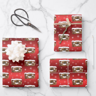 Grappig kerstgebak Pattern Red Inpakpapier Vel
