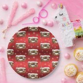 Grappig kerstgebak Pattern Red Papieren Bordje (Feest)
