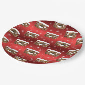 Grappig kerstgebak Pattern Red Papieren Bordje (Gekanteld)