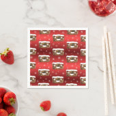 Grappig kerstgebak Pattern Red Servet (Insitu)