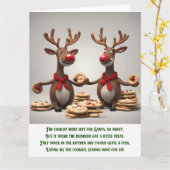 Grappig kerstgedicht Schattige kerstrendier Kaart (Gele Bloem)