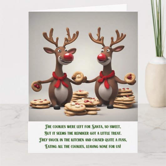 Grappig kerstgedicht Schattige kerstrendier Kaart (Voorkant)