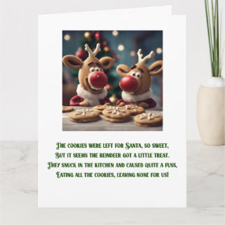 Grappig kerstgedicht Schattige kerstrendier Kaart