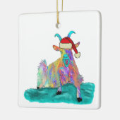 Grappig kerstgeit Colorful geschreeuw Keramisch Ornament (Links)
