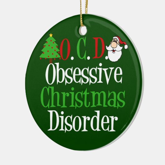 Grappig kerstgeobsedeerd keramisch ornament (Links)