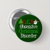 Grappig kerstgeobsedeerd ronde button 5,7 cm (Voorkant /achterkant)