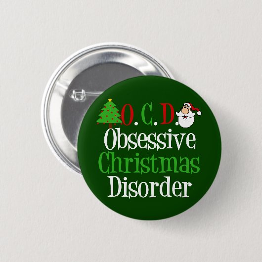 Grappig kerstgeobsedeerd ronde button 5,7 cm (Voorkant /achterkant)