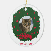 Grappig kerstgeschut met de foto van je kat keramisch ornament (Links)