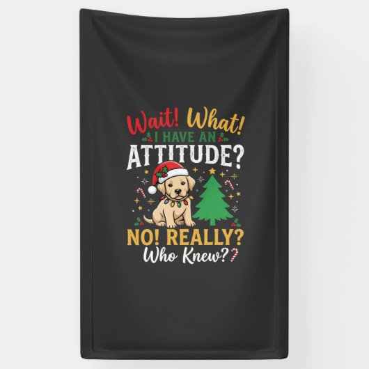 Grappig Kersthuis Hond Attitude Vakantie Spandoek (Verticaal)