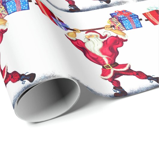 Grappig Kerstinpakpapier Fit Kerstman met Gift Cadeaupapier (Rol Hoek)