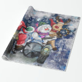 Grappig kerstinpakpapier Happy Best Friends Cadeaupapier (Uitgerold)