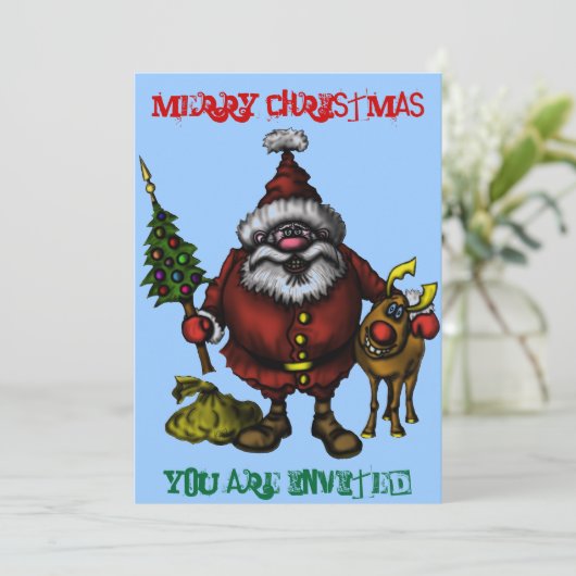 Grappig kerstkaartje kaart (Staand voorkant)