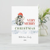 Grappig kerstkaartje met kerkvakantie feestdagenkaart (Staand voorkant)