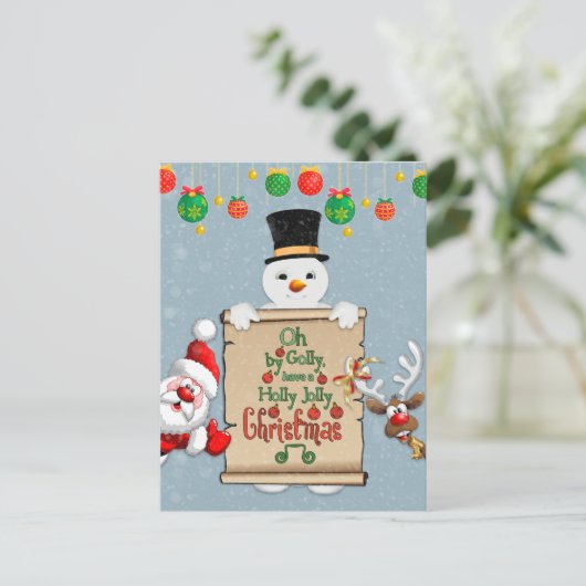 Grappig kerstkaartje met kerstcadeaus briefkaart (Staand voorkant)