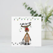 Grappig kerstkaartje met rode neus rendierenkaart (Staand voorkant)