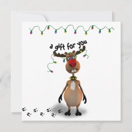 Grappig kerstkaartje met rode neus rendierenkaart