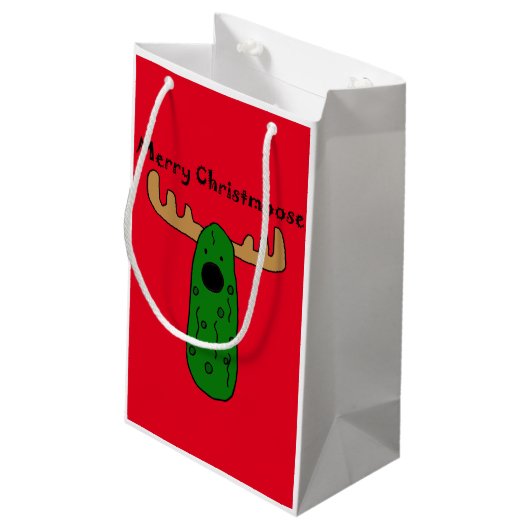 Grappig kerstkaartje Moose Cartoon Klein Cadeauzakje (Achterkant Gekanteld)