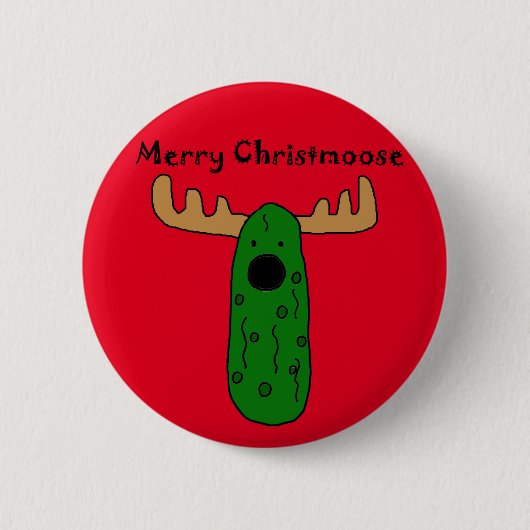 Grappig kerstkaartje Moose Cartoon Ronde Button 5,7 Cm (Voorkant)