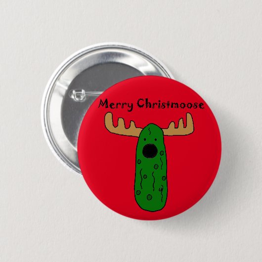 Grappig kerstkaartje Moose Cartoon Ronde Button 5,7 Cm (Voorkant /achterkant)