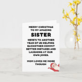 Grappig kerstkaartje voor zuster kaart (Gele Bloem)