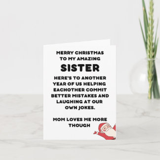 Grappig kerstkaartje voor zuster kaart