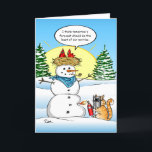 Grappig kerstkaartjes | Tabby Cat Holiday Greep Feestdagen Kaart<br><div class="desc">Wil je graag gepersonaliseerde, grappige kerstkaarten naar vrienden en familie sturen? Hier is een grappig tafeltje met een kattefeestkaart met een unieke illustratie van Raphaela Wilson. De oorspronkelijke tekening toont twee rode kardinaalvogels in een nest boven Frosty the sneeuwmans hoofd. Geen zorgen over de voorspelling die morgen zonnig is, als...</div>