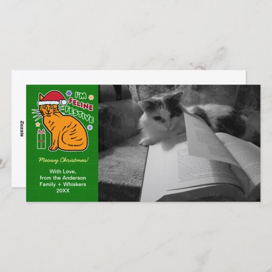 Grappig kerstkaartjes voor kerstkattenleuf feestdagenkaart (Voorkant / Achterkant)