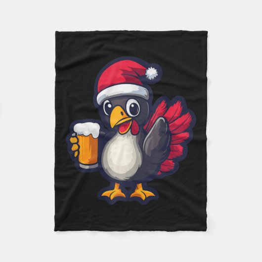Grappig Kerstkalkoen Dier met Beer Comic Fleece Deken (Voorkant)