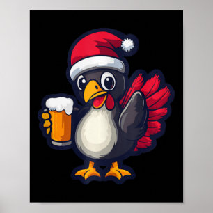 Grappig Kerstkalkoen Dier met Beer Comic Poster