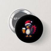 Grappig Kerstkalkoen Dier met Beer Comic Ronde Button 5,7 Cm (Voorkant /achterkant)
