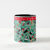 Grappig kerstkat Mischief Persoonlijk Tweekleurige Koffiemok (Center)