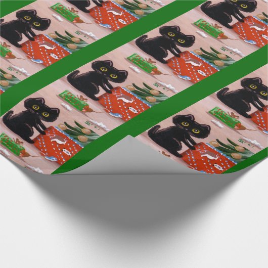 Grappig kerstkat-muizencreatie cadeaupapier (Hoek)