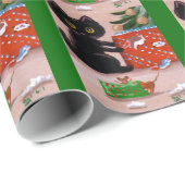 Grappig kerstkat-muizencreatie cadeaupapier (Rol Hoek)