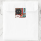 Grappig kerstkat-muizencreatie vierkante sticker (Tas)
