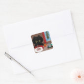 Grappig kerstkat-muizencreatie vierkante sticker (Envelop)