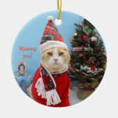 Grappig kerstkat "Vermist je!" Keramisch Ornament (Voorkant)