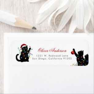 Grappig Kerstkatje Baby Shower adreslabel Etiket
