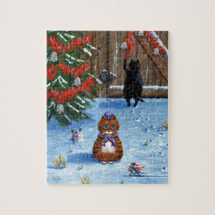 Grappig kerstkatten en muizenschepsels legpuzzel